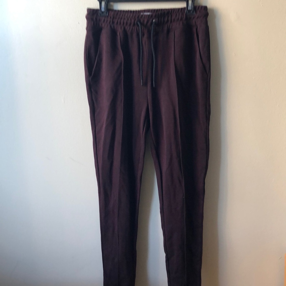 TOPMAN Herringbone Burgandy Joggers - Size Small